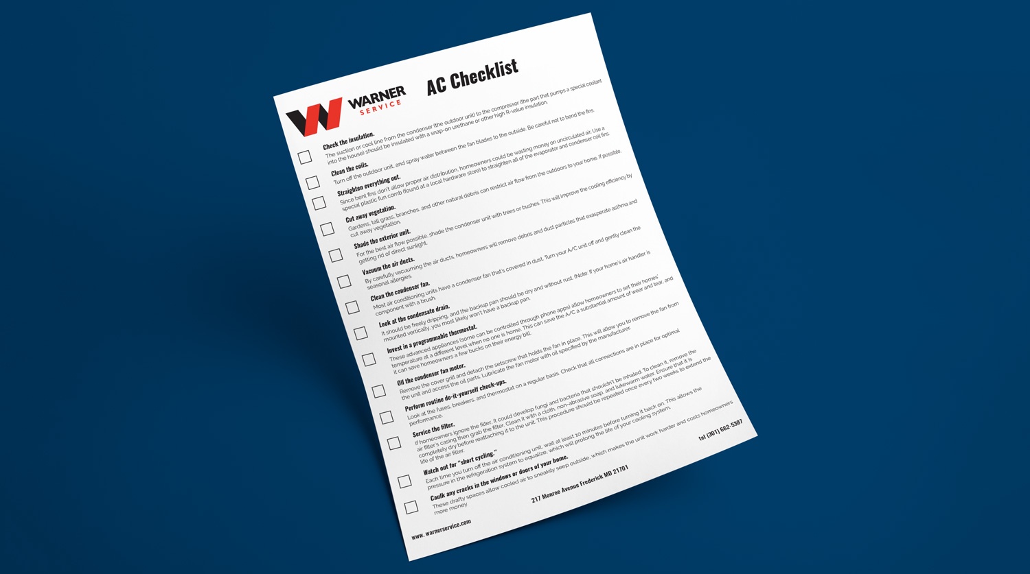Warner Service Air Conditioning Checklist